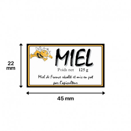 ÉTIQUETTES MIEL MODÈLE "MIEL ABEILLE" - AUTOCOLLANTES AU ROULEAU