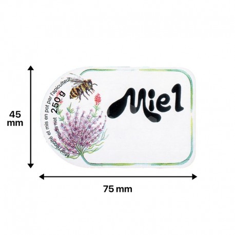 ÉTIQUETTES MIEL MODÈLE "FLEURS ET ABEILLE" - AUTOCOLLANTES AU ROULEAU